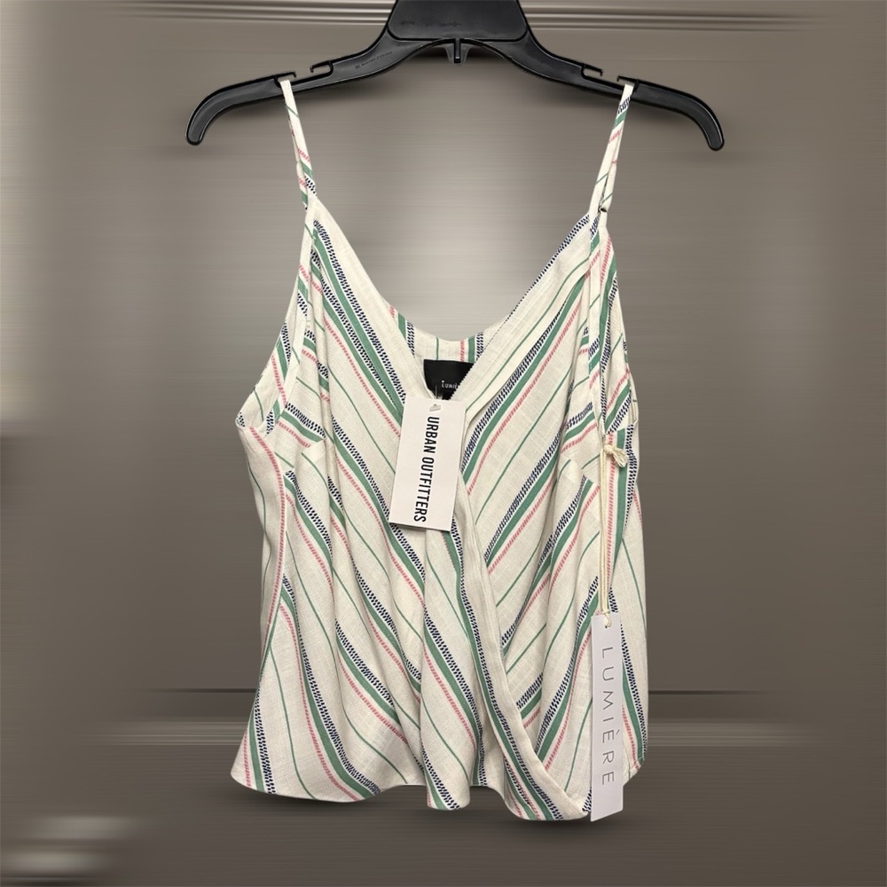 Urban Outfitters LUMIERE Faux Wrap Flowy Top Ivory Size M New
